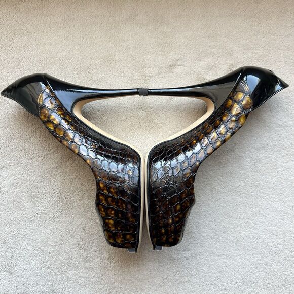 Giuseppe Zanotti Gold & Black Patent Leather Stiletto Heels EU 39 US 8 - 8.5 - Picture 5 of 16